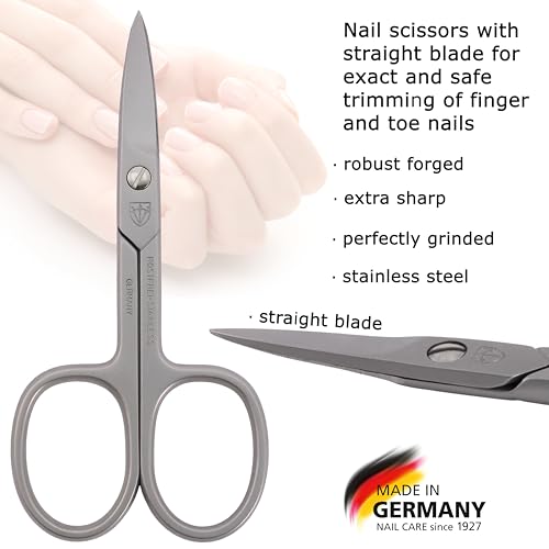3 Swords Germany - brand quality STAINLESS STEEL INOX STRAIGHT NAIL SCISSORS (1 PIECE) with case for manicure pedicure - nail care by 3 Swords - Made in Germany