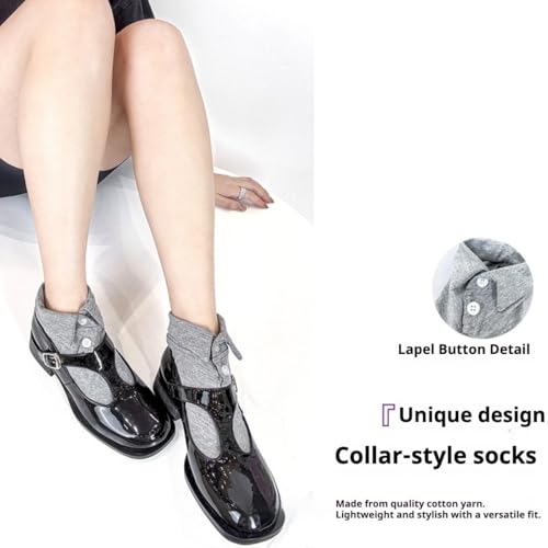 Women's COtton Collar Button Socks - Cute Short Crew, Long Collar Girly Style, Spring Summer Daily Wear3