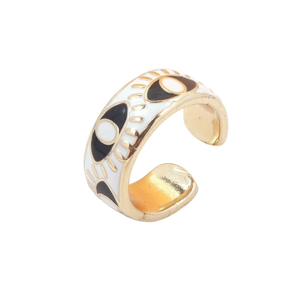 Enamel Evil Eye Ring Colorful Chunky Open Rings Adjustable Aesthetic Protection Rings Gift Jewelry for Women Girls-image-18