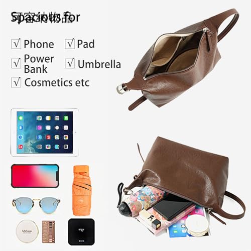JIUFENG Genuine Leather Shoulder Tote for Women, Womens Casual Hobo Bag, Underarm Handbag for Work4
