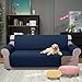 U-NICE HOME Reversible Sofa Cover Couch Cover for Dogs with Elastic Straps Water Resistant Furniture Protector for Pets Couch Cover for 3 Cushion Couch (Sofa, Navy/Taupe)
