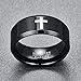 TUNGSTORY 10mm Black Tungsten Ring for Men Cross Wedding Band High Polished Beveled Edge Size 8