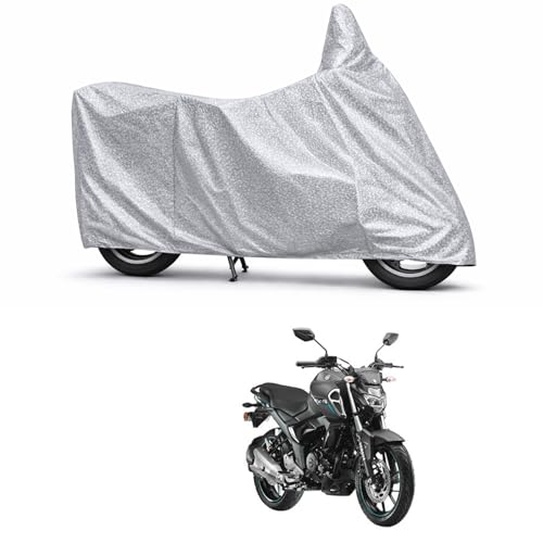 Image of 100% Waterproof Two Wheeler Body Cover Multi Layered Fabric Designed for Yamaha FZ-SFi Version3.0 | Belt Buckle Lock | Silver Mag