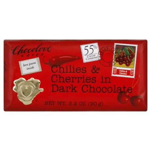 Chocolove Chocolate bar chili & cherry 3.2 OZ(Pack of 6)