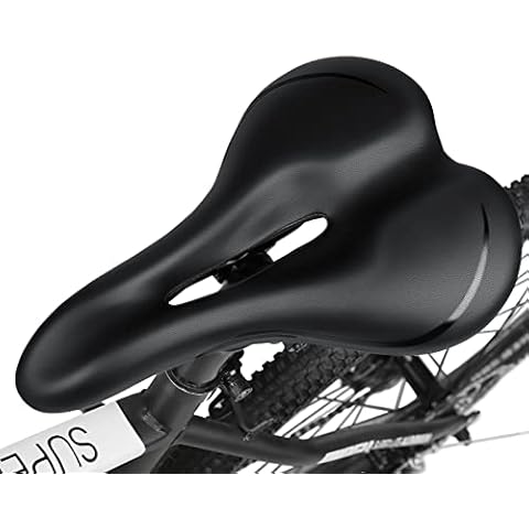 TONBUX Comfortable Bike Seat, Soft Touring Bike Seat for Men Women Comfort, Breathable Bicycle Seat Replacement Compatible with Peloton, Padded Bicycle Saddle for Mountain MTB BMX Road Exercise Bike Cover