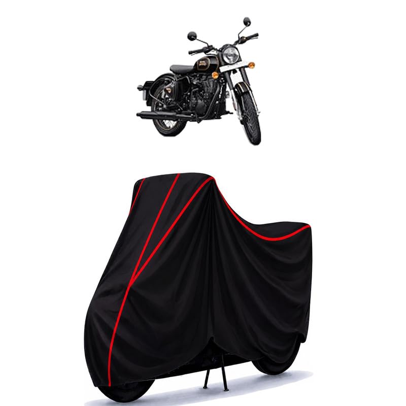 Image of Classic 500 Water Resistant Bike Cover for All Motorcycles & Rain | Heavy Duty Taffeta Fabric | UV Protection, Dustproof, Scratchproof | All Weather Two Wheeler Body Cover with Elastic Bottom