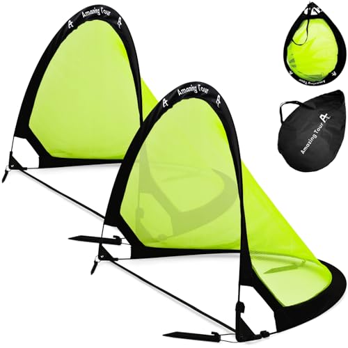 Fußballtor Kinder Pop Up 2er Set Fußball Tore Faltbar mit Glasfaserstangen & hochwertigen Tornetzen für Indoor Outdoor & Garten oder Park