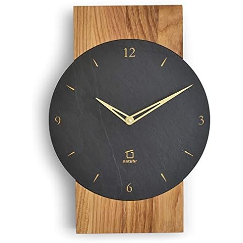 Natuhr Schiefer Wanduhr - Watzmann - Holz Design Schiefer Stein geräuscharm Cover