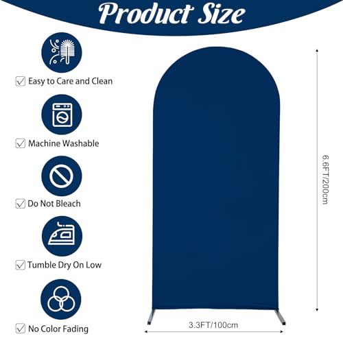 Spandex Fitted Wedding Arch Cover 6.6FT Navy Blue Arch Backdrop Cover, Round Top Chiara Backdrop Stand Covers for Wedding Birthday Party Baby Shower Banquet Arch Decoration (Navy Blue, 6.6FT)