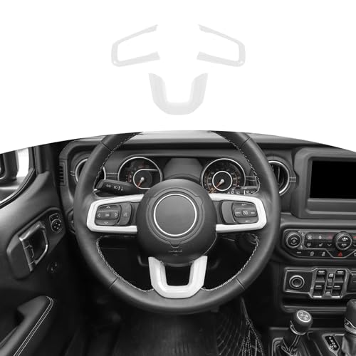 RT-TCZ for Wrangler JL Steering Wheel Trim Decal Panel White for Jeep Wrangler JL JLU Gladiator JT 2018-2024 White Interior Accessories 3pcs
