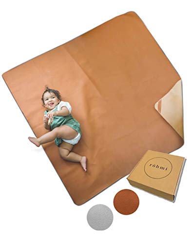 Image of Röhmi Multipurpose Modern Leather Mat | Waterproof and Sand Proof Beach Blanket Wipeable High Chair Floor Mat | Soft Baby Floor Mat | Indoor and Outdoor Portable Picnic Blanket Or Table Cloth (Rust)