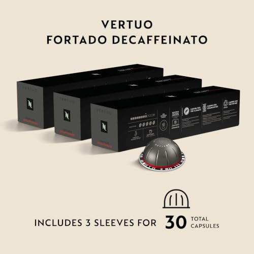 Image of Nespresso Vertuo, Fortado Decaffeinato, Gran Lungo, Coffee Pods, 10 Count (Pack of 30)