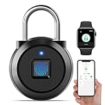 Gym Locker Padlock eLinkSmart Fingerprint Padlock with 1000+ App User - Outdoor Waterproof Security Smart Lock for Gym Locker Backpack Field Box (Black)
