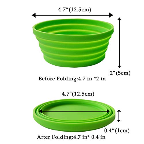 Ecoart Silicone Expandable Collapsible Bowl For Travel Camping Hiking (Green(S)) #TOP1