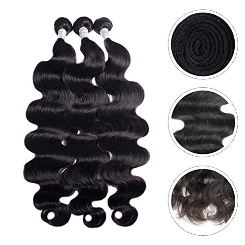 PIXNOR 3 Unidades de Peruca Longa Encaracolada Feminina Peruca Longa Ondulada Cabelo Humano Virgem P