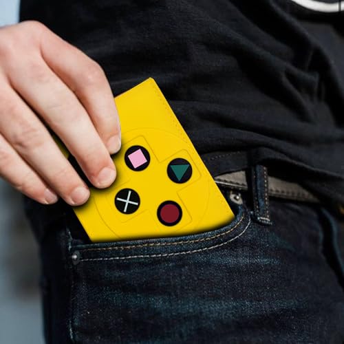 Image of Game Controller Wallets For Kids, Man, Teen Bifold Wallet Multiple Card Slots and Coin Pocket Gamepad Silicone And PU Leather Surface Video Game Kids Wallet in Yellow