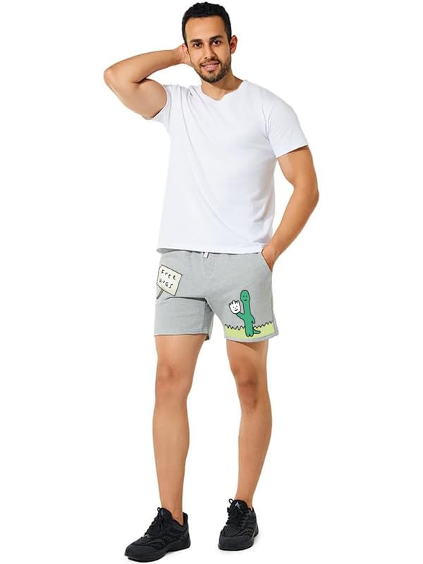 Image of hotfits Men's Casual Cotton All Season Soft Feel Fabric Printed Boxer Shorts,Workout Shorts, Elastic Waist Running Shorts with 2 Side Pockets - Pack of 1