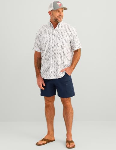 HUK - Men's Tide Point Pattern Short Sleeve Shirt, Fishing Button Down2