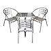 Multistore 2002 4tlg Terrassenmöbel Balkonmöbel Bistro Set 3X Aluminium Bistrostuhl Stapelstuhl + Bistrotisch 60x60cm Gartengarnitur Bistromöbel Sitzgruppe Sitzgarnitur Gartenmöbel