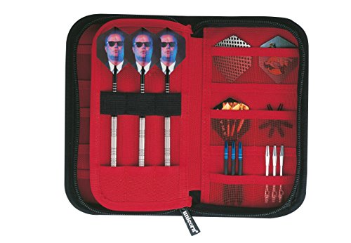 Unicorn - Estuche para Dardos (tamaño Grande, Accesorios no incluidos) Black/Silver/Red Talla:Talla única