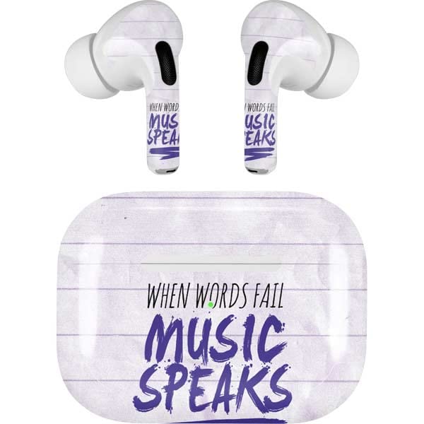Skinit Decal Audio Skin Compatible with Apple AirPods Pro (2rd Gen, 2022) - Skinit Originally Designed When Words Fail Music Speaks Design