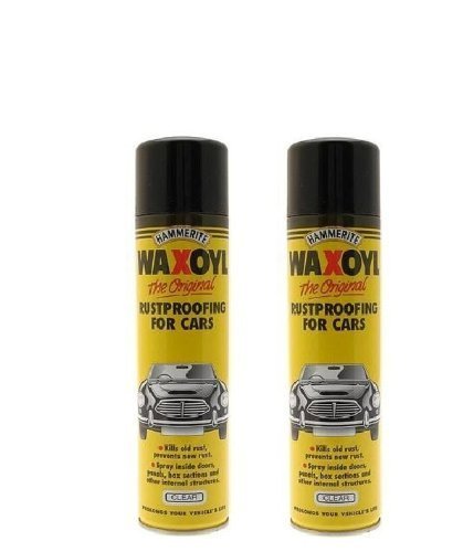 2 X HAMMERITE WAXOYL CLEAR 400ML AEROSOL SPRAY RUST PROOF PREVENTION - 5092943