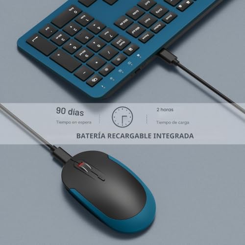 Teclado inalámbrico recargable seenda con protector de silicona contra el polvo para PC 3