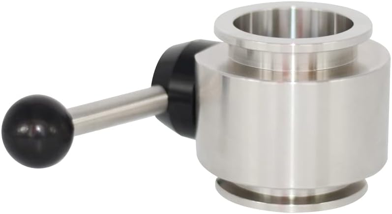Sanitary Butterfly Valve, Inline, Lever Handle, Manual, 304 Stainless Steel, ISO-KF Interface, KF-40 NW-40 Vacuum Fittings, FKM/Viton Gasket Ring