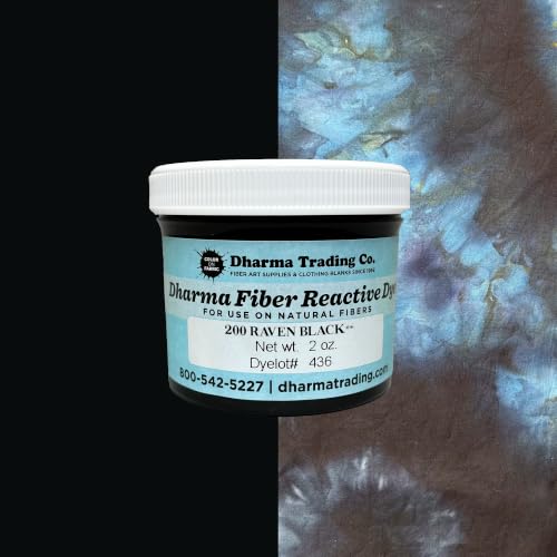 Dharma Fiber Reactive Procion Dye - #1 for Tie-Dye & Ice Dye. Vibrant Permanent Colors Trusted Since 1969 (Raven Black PR200 2 oz.)