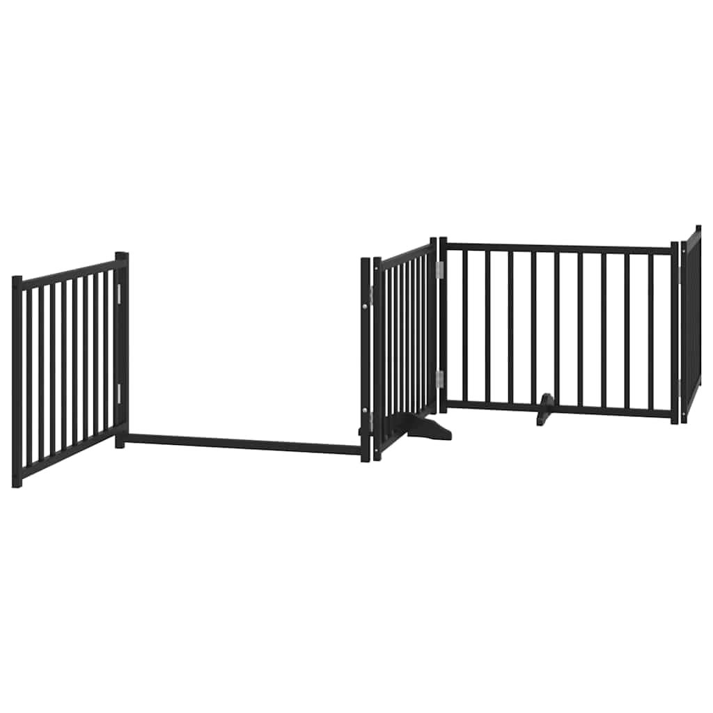 8-TLG. Puerta plegable para perros de madera de álamo, color negro, 640 cm, con puerta independiente, para cachorro y perro, como cierre, protección de seguridad, interior y exterior