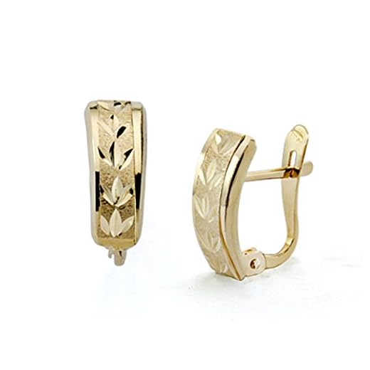 Pendientes oro 18k para niñas lapidados 11mm. cierre catalán [7895]