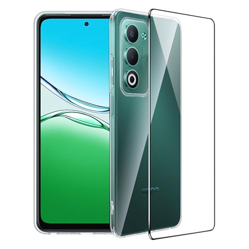 FDHYFGDY Cover per OPPO A5 4G/5G/OPPO A5m Custodia per Telefono+1x Pellicola Protettiva, Anti-ingiallimento e antiurto, Ultra Sottile Morbido in TPU Custodia Protettiva-Trasparente
