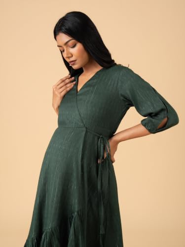 Image of The Mom Store Maternity and Nursing Wrap Dress for New Mom | Pre and Post Pregnancy Wear for Womens | Trendy Stylish Printed Friendly Dresses for Women | Comfortable