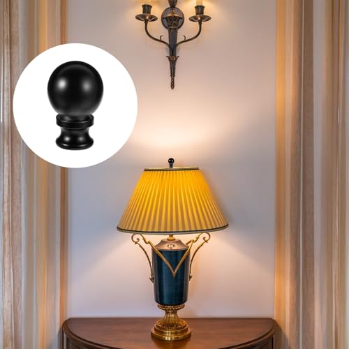 Image of Black Lamp Finials 1-1 /2 Inch Oil Rubbed Black Ball Knob Lamp Shade Lighting Lamps Finials Decorative Knob Topper Decoration for Harp Holder Table Lamps