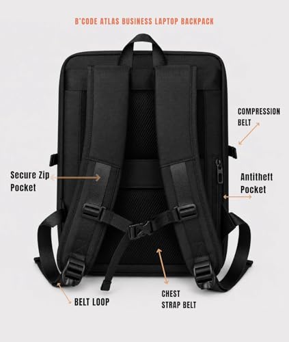 B'CODE Store B'CODE Atlas 15.6 Inch Laptop Backpack - Image 6