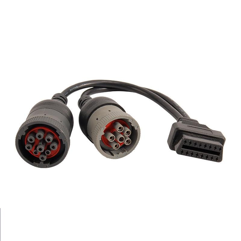 Y 9Pin J1939 Truck Cable to OBD2 16Pin Female Adapter J1708 OBD 6Pin Cable for Car Truck Diagnosctic Tool Connector