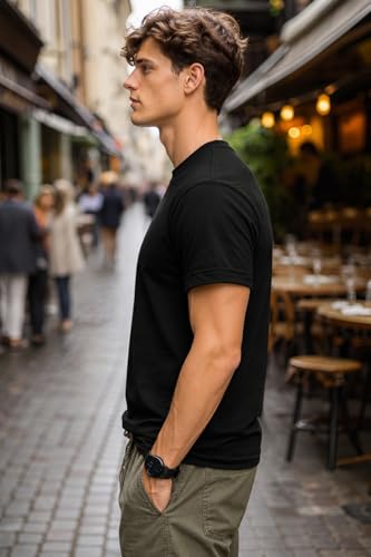 Image of INKKR Men's Solid Round Neck Half Sleeve Classic Cotton Bio-wash T-Shirt Combo | Crew Neck Cotton Tshirt for Men Combo