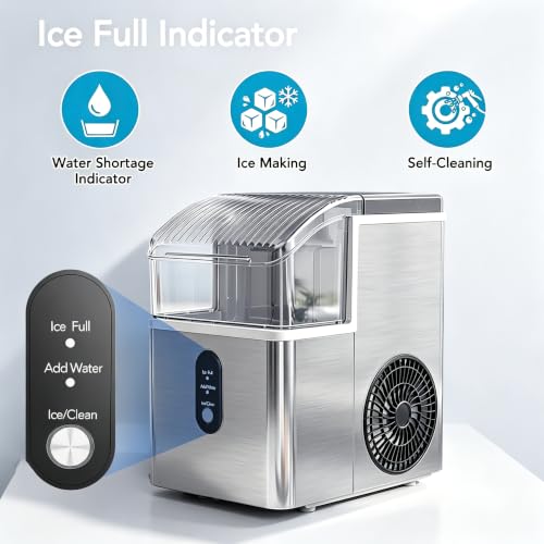 Image of COWSAR Nugget Ice Makers Countertop Soft Chewable Pellet Ice Machine with Auto-Cleaning Function, 34Lbs /24H, Portable Ice Makers for Kitchen, Office, Home