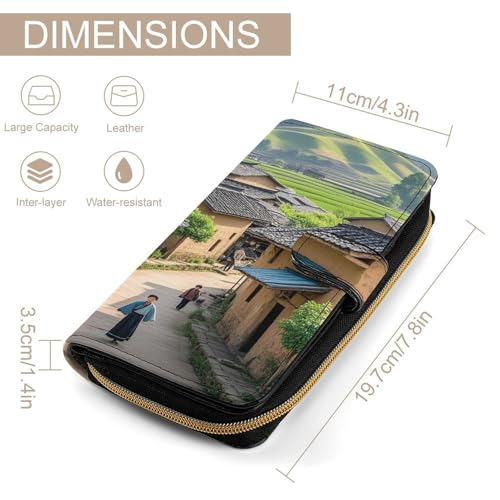 Ancient Town Leather Wallet Long Checkbook Wallets Classic Bifold Ladies Clutch with ID Window2