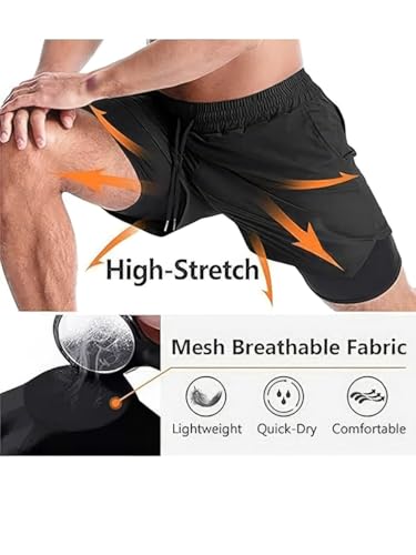 Image of boffi ... N S Poly 2 in 1 Active Dual Shorts with Inner Tights Layer | Men's Double Layer Short for Running, Gym & Sports