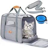 Morpilot Caja de transporte para gatos grandes y cachorros de hasta 7 kg, caja de transporte para gatos y perros para
