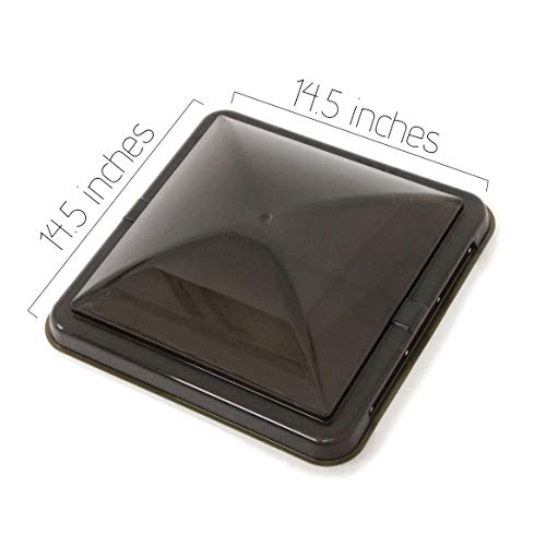 Cynder 02048 2 Pack 14 Inch RV Roof Vent Cover Universal Replacement Vent Lid Smoke for Camper Trailer Motorhome Ventline Elixir
