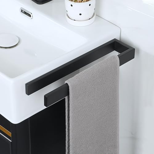 SAYAYO Black Towel Holder Hand Towel Rail Wall Mounted Towel Ring for ...