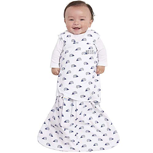 Image of HALO 100% Cotton Sleepsack Swaddle, 3-Way Adjustable Wearable Blanket, TOG 1.5, Navy Hedgehog, Small, 3-6 Months