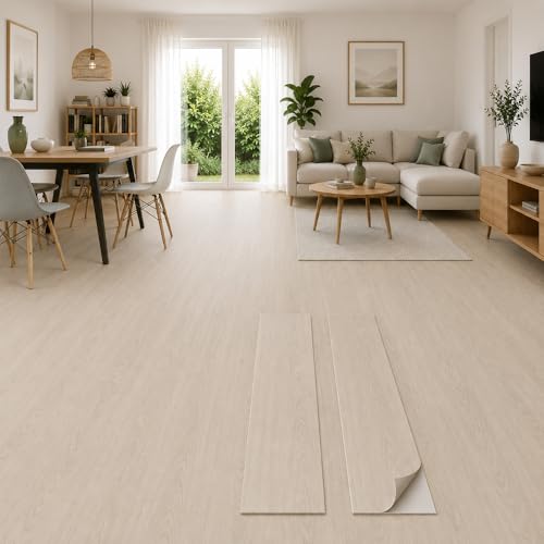 Pavimentos Arquiservi - Suelo Vinílico Autoadhesivo PVC - Caja (5 m²) - Diseño de Roble Clásico Natural - Gran Durabilidad y Resistente al Agua - Fácil Mantenimiento