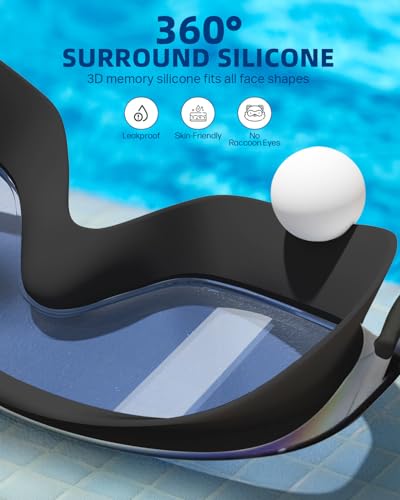 Image of Swim Goggles 2 Pack, Wide View Anti Fog&UV Swimming Goggles for Audlt, No Leak Pool Beach Essentials for Men Women