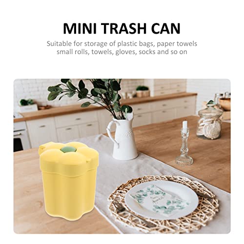 Image of Cabilock Flower Shaped Mini Trash can with Lid Small Desktop Trash can Cartoon Garbage can for Desk Bedroom Office Study Table Top Waste .51 X 4.72 X 4.72 in