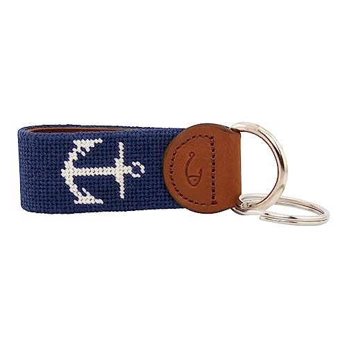 Image of Leather Hand-Stitched Needlepoint Key Fob or Key Chain