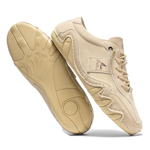 Men's Comfortable Barefoot Walking Shoes Fashion Lightweight Zero Drop Elastic Lace-up Slip-on Casual Driving Shoes