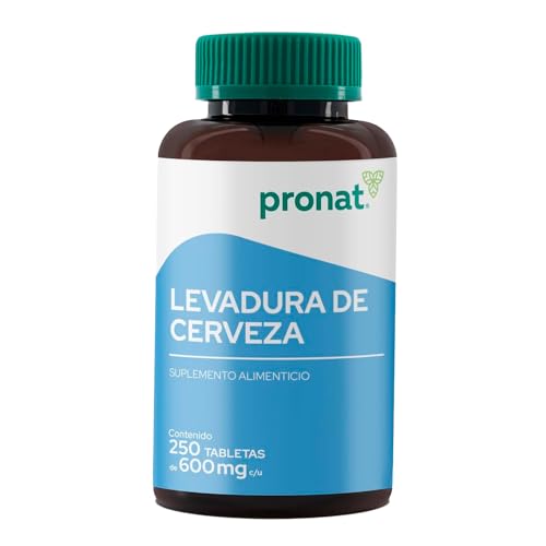 Proteínas, PRONAT | Levadura de Cerveza, Suplemento Alimenticio,con Calcio, Fósforo y Vitaminas del complejo B, 250 Tabletas de 600 mg